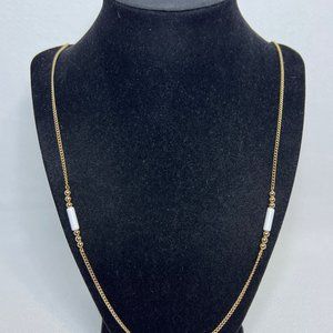 Avon Gold Tone With White Beads Necklace